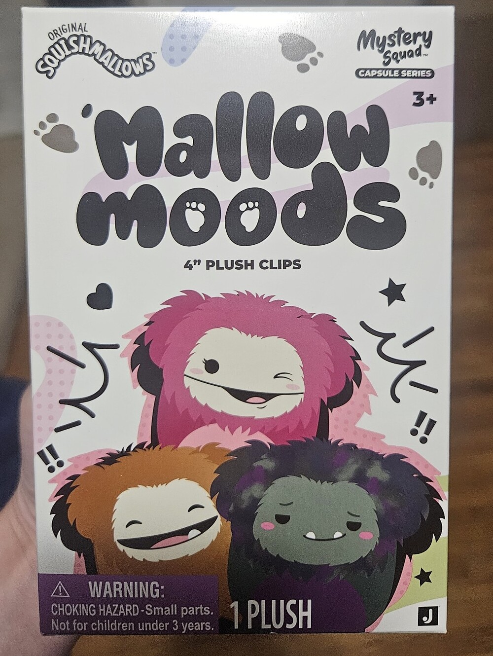 NIB Squishmallows Mallow Moods 4" Plush Bigfoot Clip